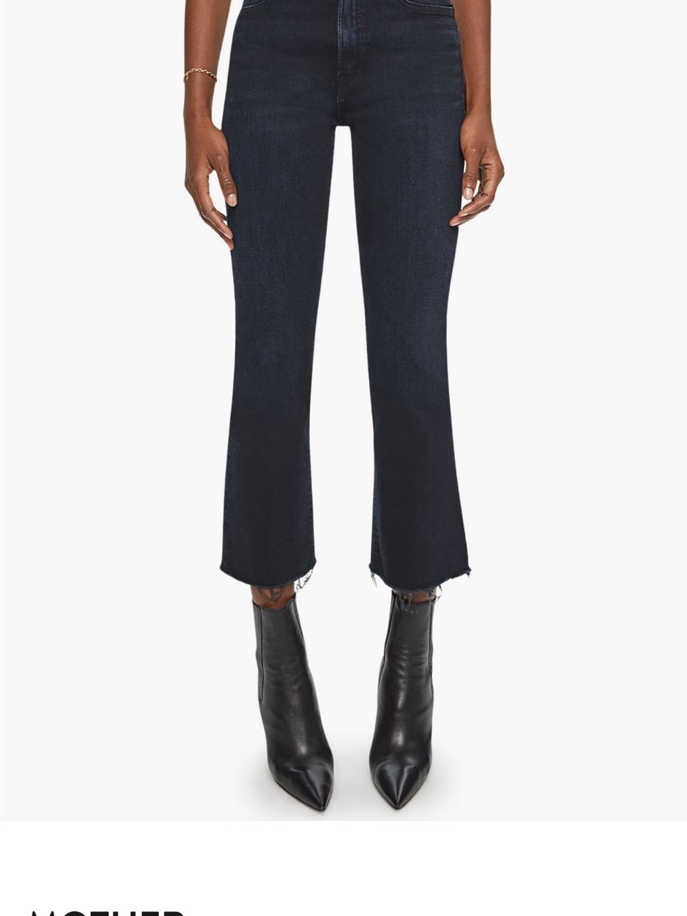 MOTHER the hustler frayed high waste ankle flare jeans(night in Paris m)
